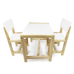 Детский растущий комплект стол и два стула  Я САМ "Лофт" (Белый, Сосна) в Белоярском - beloyarskiy.mebel24.online | фото 1