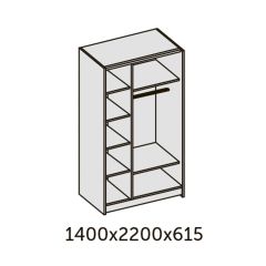 ИННЭС-5 Шкаф-купе 2-х дв. 1400 (1дв. Ф1 - бодега белая, 1дв. Ф2 - зеркало) в Белоярском - beloyarskiy.mebel24.online | фото 2