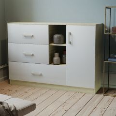 Комод К-3.1 (Дуб сонома/Белый жемчуг) в Белоярском - beloyarskiy.mebel24.online | фото 2