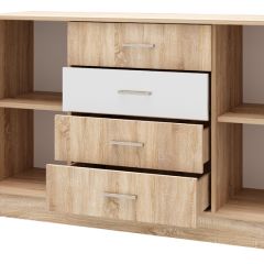 БЕАТРИС Комод К1400 (Дуб Сонома/Белый глянец) в Белоярском - beloyarskiy.mebel24.online | фото 2