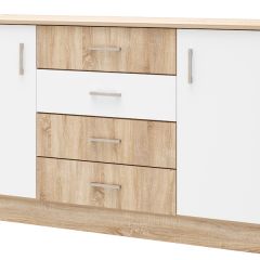 БЕАТРИС Комод К1400 (Дуб Сонома/Белый глянец) в Белоярском - beloyarskiy.mebel24.online | фото