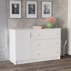 Комод Лофт (3 ящика/1 дверца) Белый в Белоярском - beloyarskiy.mebel24.online | фото
