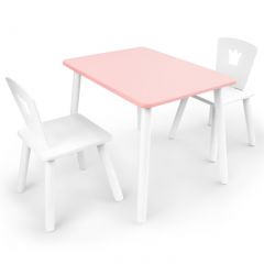 Комплект детской мебели стол и два стула Корона  (Розовый/Белый/Белый) в Белоярском - beloyarskiy.mebel24.online | фото 1