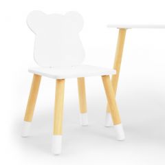 Комплект детской мебели стол и два стула Мишутка (Белый/Белый/Береза) в Белоярском - beloyarskiy.mebel24.online | фото 1
