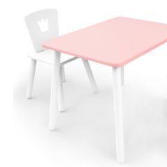 Комплект детской мебели стол и стул Корона (Розовый/Белый/Белый) в Белоярском - beloyarskiy.mebel24.online | фото