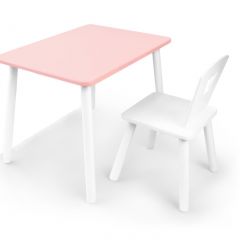 Комплект детской мебели стол и стул Корона (Розовый/Белый/Белый) в Белоярском - beloyarskiy.mebel24.online | фото 2