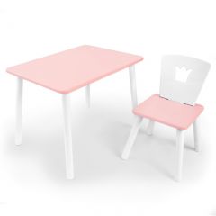 Комплект детской мебели стол и стул Корона (Розовый/Розовый/Белый) в Белоярском - beloyarskiy.mebel24.online | фото