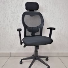 Кресло Barneo K-128 для персонала (черная ткань черная сетка) в Белоярском - beloyarskiy.mebel24.online | фото