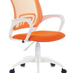 Кресло BRABIX "Fly MG-396W", пластик белый, сетка, оранжевое, 532401, MG-396W_532401 в Белоярском - beloyarskiy.mebel24.online | фото