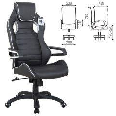 Кресло компьютерное BRABIX Techno Pro GM-003 (экокожа черное/серое, вставки серые) 531814 в Белоярском - beloyarskiy.mebel24.online | фото
