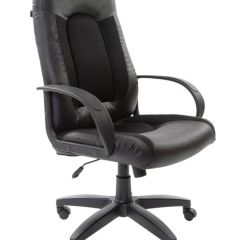 Кресло офисное BRABIX "Strike EX-525" (экокожа черная, ткань черная) 531381 в Белоярском - beloyarskiy.mebel24.online | фото
