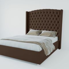 Кровать Берлин ЛЮКС с ПМ 1200 (экокожа коричневая) в Белоярском - beloyarskiy.mebel24.online | фото 2
