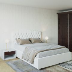 Кровать Берлин с ПМ 1400 (экокожа белая) в Белоярском - beloyarskiy.mebel24.online | фото