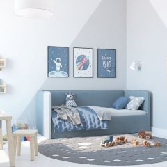 Кровать-диван Leonardo 160*70 (Голубой) + боковина в Белоярском - beloyarskiy.mebel24.online | фото 5