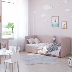 Кровать-диван Leonardo 160*70 (Розовый) + боковина в Белоярском - beloyarskiy.mebel24.online | фото 5