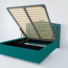 Кровать Нягань с ПМ 1200 (велюр бирюзовый) в Белоярском - beloyarskiy.mebel24.online | фото