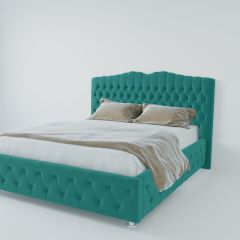 Кровать Нягань с ПМ 1600 (велюр бирюзовый) в Белоярском - beloyarskiy.mebel24.online | фото 2