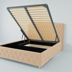 Кровать Нягань с ПМ 1200 (экокожа бежевая) в Белоярском - beloyarskiy.mebel24.online | фото