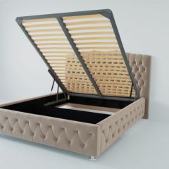 Кровать Нягань с ПМ 1200 (велюр светло-серый) в Белоярском - beloyarskiy.mebel24.online | фото 2
