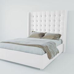 Кровать Венеция ЛЮКС с ПМ 800 (экокожа белая) в Белоярском - beloyarskiy.mebel24.online | фото 2