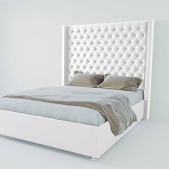 Кровать Версаль ЛЮКС с ПМ 1400 (экокожа белая) в Белоярском - beloyarskiy.mebel24.online | фото