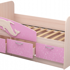 Кровать Дельфин 1,9 (Дуб молочный/фасад - Ламарти розовый) в Белоярском - beloyarskiy.mebel24.online | фото 1