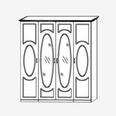Прованс-2 Шкаф 4-х дверный с 2 зеркалами (Итальянский орех/Груша с платиной черной) в Белоярском - beloyarskiy.mebel24.online | фото