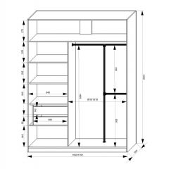 Шкаф-купе 1500 серии NEW CLASSIC K4+K4+B2+PL4 (2 ящика+F обр. штанга) профиль «Капучино» в Белоярском - beloyarskiy.mebel24.online | фото 3