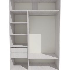 Шкаф-купе 1500 серии SILVER S1+S1+B2+PL2 (2 ящика+1 штанга+1 полка) профиль «Серебро» в Белоярском - beloyarskiy.mebel24.online | фото 2