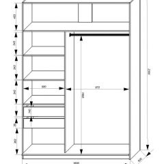 Шкаф-купе 1600 серии SOFT D1+D3+B2+PL1 (2 ящика+1штанга) профиль «Графит» в Белоярском - beloyarskiy.mebel24.online | фото 4