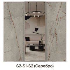 Шкаф-купе 1950 серии SILVER S3+S1+S3Z B22+PL2 (по 2 ящика лев/прав+1штанга+1 полка) профиль «Серебро» в Белоярском - beloyarskiy.mebel24.online | фото 7