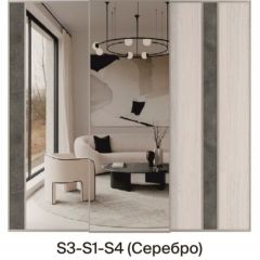 Шкаф-купе 1950 серии SILVER S3+S1+S3Z B22+PL2 (по 2 ящика лев/прав+1штанга+1 полка) профиль «Серебро» в Белоярском - beloyarskiy.mebel24.online | фото 9
