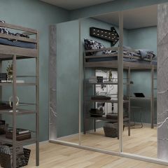 Шкаф-купе 1950 серии SILVER S3+S1+S3Z B22+PL2 (по 2 ящика лев/прав+1штанга+1 полка) профиль «Серебро» в Белоярском - beloyarskiy.mebel24.online | фото