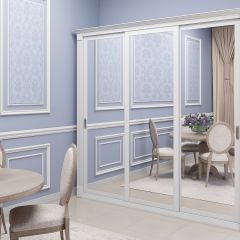 Шкаф-купе 2150 серии NEW CLASSIC K1+K1+K1+B22+PL4 (по 2 ящика лев/прав+F обр.штанга) профиль «Капучино» в Белоярском - beloyarskiy.mebel24.online | фото