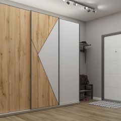 Шкаф-купе 2400 серии SOFT D2+D7+D3+B22+PL2 (по 2 ящика лев/прав+1штанга+1полка) профиль «Графит» в Белоярском - beloyarskiy.mebel24.online | фото