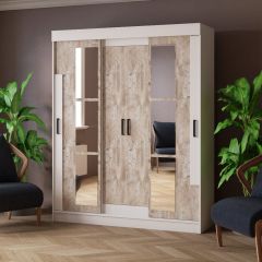 Шкаф-купе ТВИСТ Белый/Дуб юкон в Белоярском - beloyarskiy.mebel24.online | фото