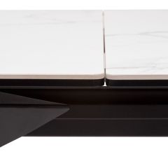 Стол CREMONA 140 HIGH GLOSS STATUARIO Белый мрамор глянцевый, керамика/ черный каркас, ®DISAUR в Белоярском - beloyarskiy.mebel24.online | фото 6