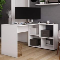 Стол компьютерный угловой СКМУ-4 Белый в Белоярском - beloyarskiy.mebel24.online | фото