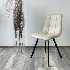 Стул CHILLI SQUARE HK017-02 серо-бежевый, PU/ черный каркас М-City в Белоярском - beloyarskiy.mebel24.online | фото 2