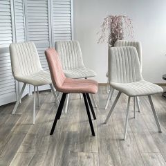 Стул ELVIS WZ2042-01 молочный фактурный велюр / белый каркас М-City в Белоярском - beloyarskiy.mebel24.online | фото 2