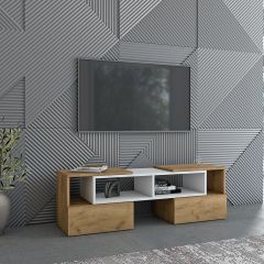 Тумба раздвижная (ЛДСП дуб крафт золотой/белый) в Белоярском - beloyarskiy.mebel24.online | фото 3