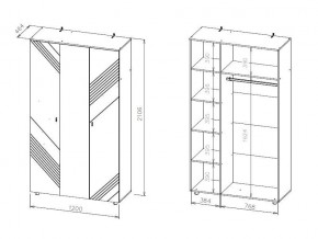БАЙКАЛ Шкаф трехстворчатый (Графит/Дуб золотой) в Белоярском - beloyarskiy.mebel24.online | фото 3