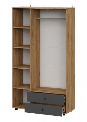 БАЙКАЛ Шкаф трехстворчатый (с ящиками) Графит/Дуб золотой в Белоярском - beloyarskiy.mebel24.online | фото 2