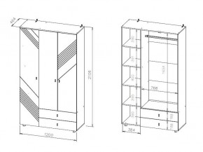БАЙКАЛ Шкаф трехстворчатый (с ящиками) Графит/Дуб золотой в Белоярском - beloyarskiy.mebel24.online | фото 3