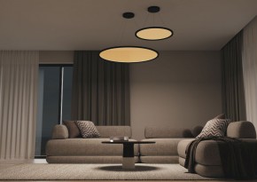 DK6616-BK Подвесной горизонтальный светильник Veil со светодиодом H900 d600 220V 48W 3000-6000K IP20 черный алюминий в Белоярском - beloyarskiy.mebel24.online | фото 5