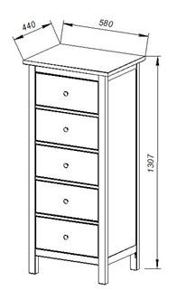 Комод 05 Кантри белый с пятью ящиками в Белоярском - beloyarskiy.mebel24.online | фото 3