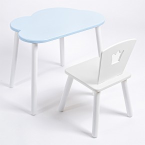 Комплект детский стол ОБЛАЧКО и стул КОРОНА ROLTI Baby (голубая  столешница/белое сиденье/белые ножки) в Белоярском - beloyarskiy.mebel24.online | фото
