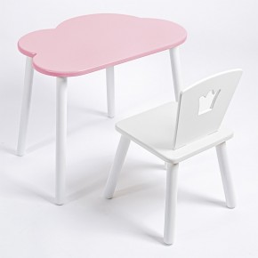 Комплект детский стол ОБЛАЧКО и стул КОРОНА ROLTI Baby (розовая столешница/белое сиденье/белые ножки) в Белоярском - beloyarskiy.mebel24.online | фото