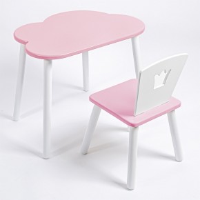 Комплект детский стол ОБЛАЧКО и стул КОРОНА ROLTI Baby (розовая столешница/розовое сиденье/белые ножки) в Белоярском - beloyarskiy.mebel24.online | фото 1
