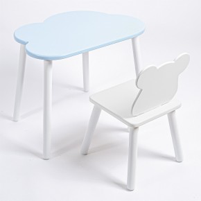 Комплект детский стол ОБЛАЧКО и стул МИШКА ROLTI Baby (голубая столешница/белое сиденье/белые ножки) в Белоярском - beloyarskiy.mebel24.online | фото